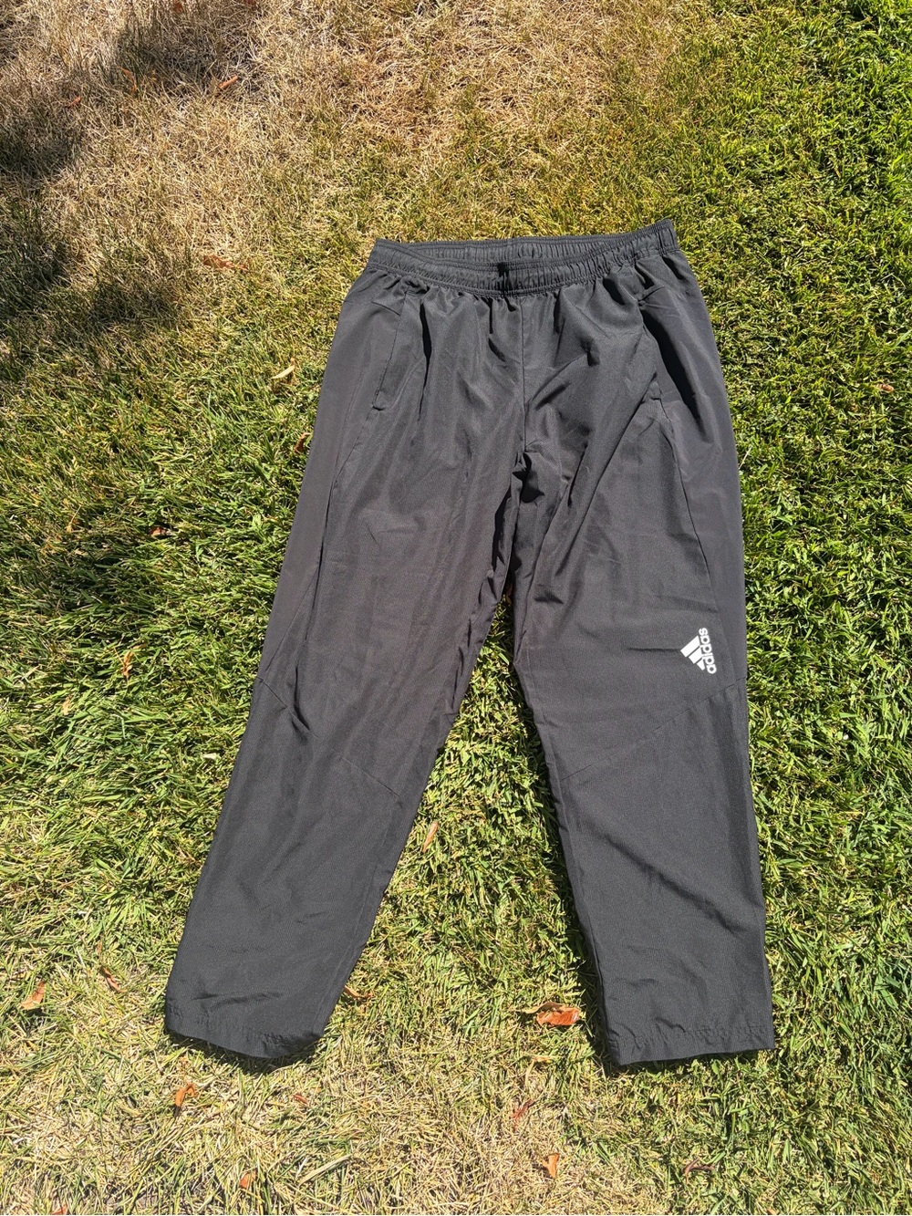 adidas Black Athletic Track Pants with White Logo